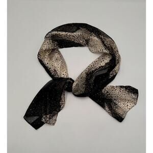 Cejon Sheer Polka Dot Scarf Satin Sheen Black/Brown Women's Accessory